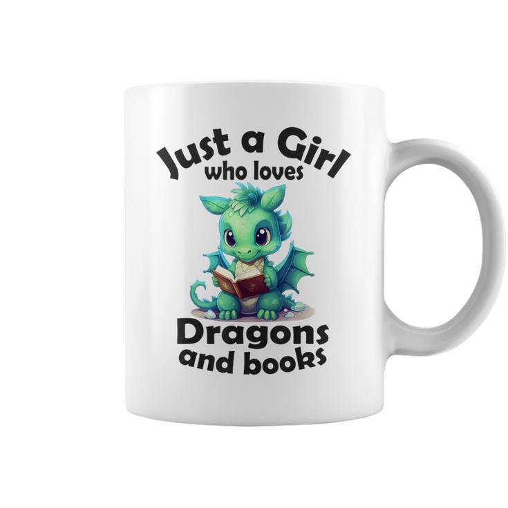 Just a Girl Who Loves Dragons And Books Dragon For Kids Graphic Print Coffee Mug