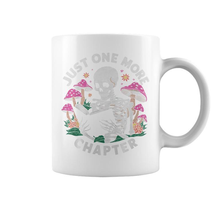 Just One More Chapter Mushrooms Gothic Skeleton Book Lover Premium Graphic Print Coffee Mug