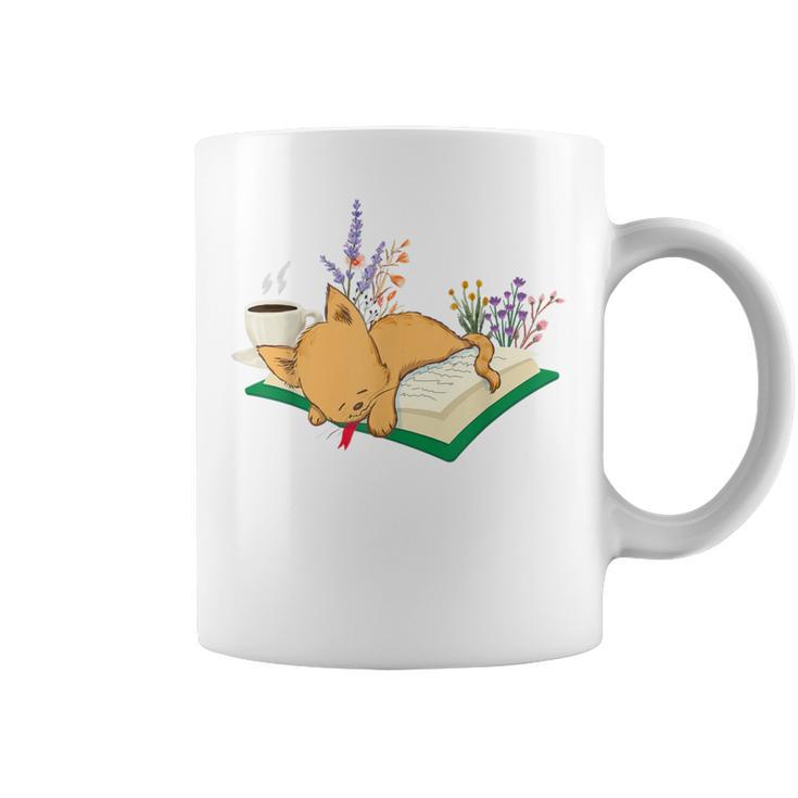 Kawaii Cat Women's Cat Books Flowers Graphic Print Coffee Mug