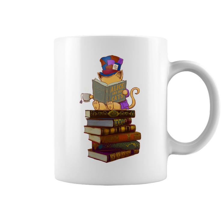 Kittens Cats Tea Party And Books Graphic Print Coffee Mug Kittens Cats Tea Party And Books Graphic Print Coffee Mug