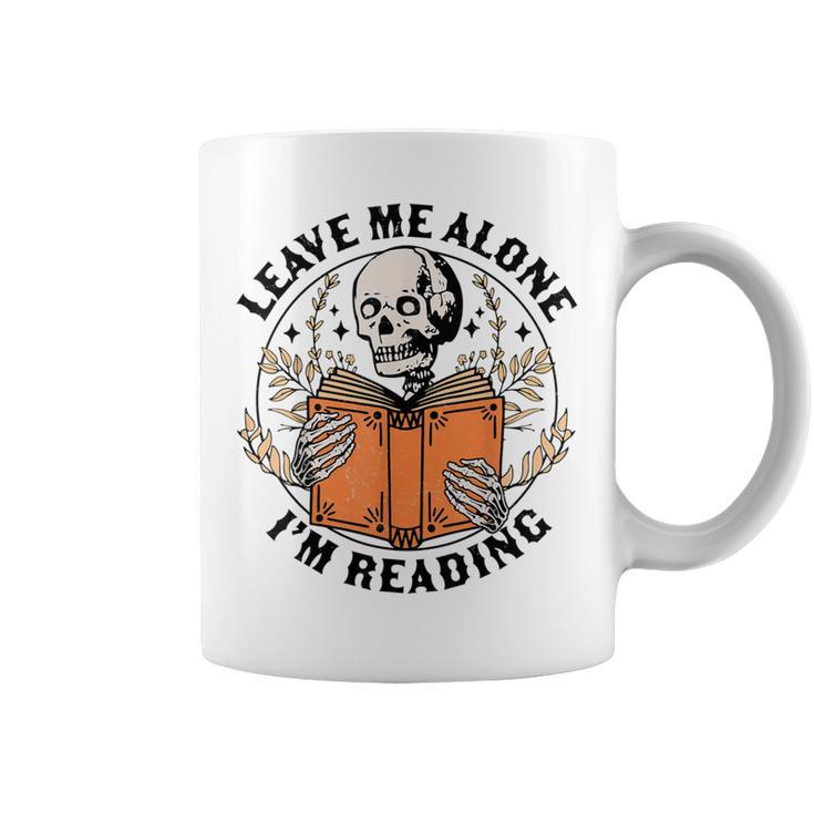 Leave Me Alone I'm Reading Skeleton Reading Book Bookish Graphic Print Coffee Mug
