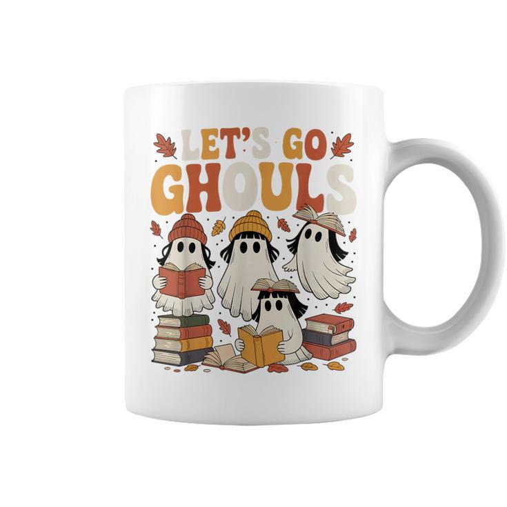 Let’s Go Ghouls Cozy Girly Ghosts Halloween Fall Book Lovers Graphic Print Coffee Mug