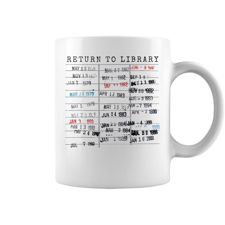 Library Card Due Date Stamp Book Lover Reading Vintage Read Graphic Print Coffee Mug