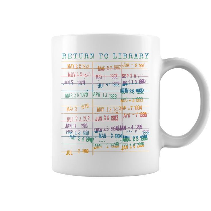 Library Card Vintage Book Due Date Bookish Rainbow Reading Graphic Print Coffee Mug