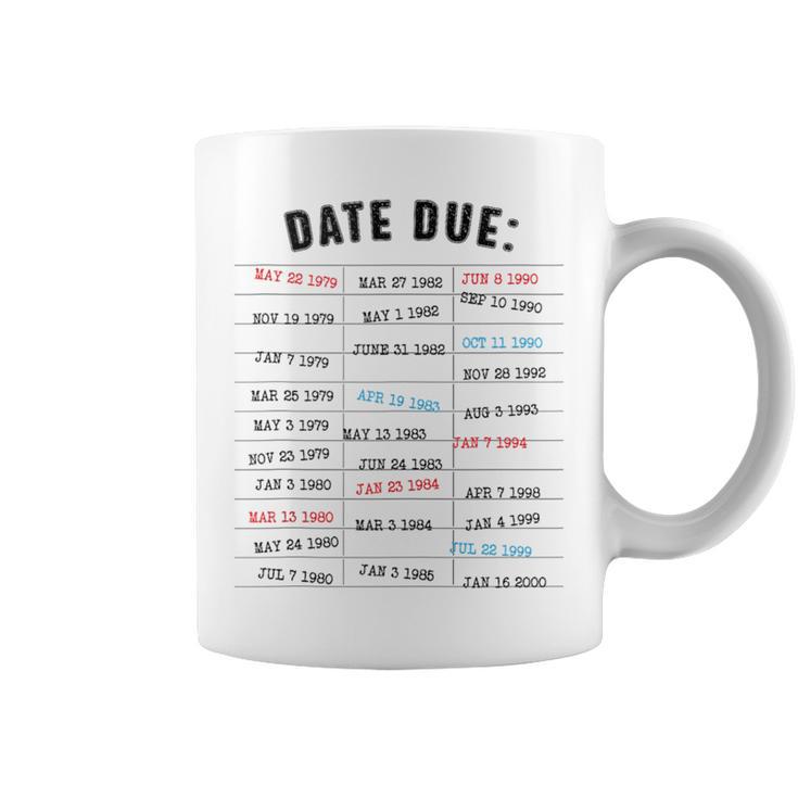 Library Due Date Stamp Card Librarian Book Reading Vintage Graphic Print Coffee Mug
