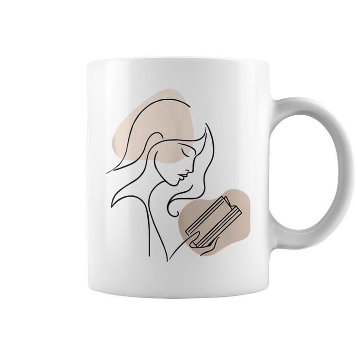Line Art Abstract Minimalist Minimal For Book Lover Women Graphic Print Coffee Mug