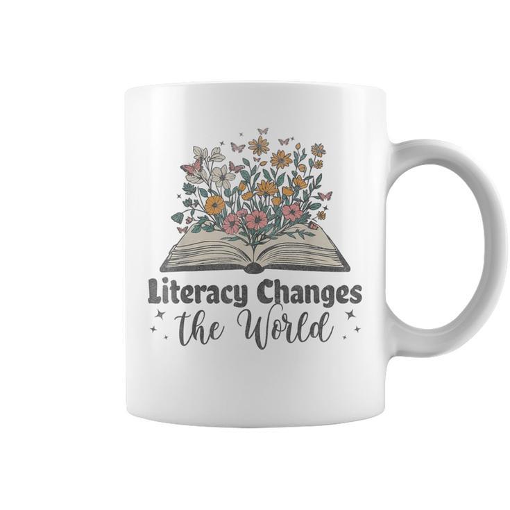 Literacy Changes The World Floral Book Reading Cute Graphic Print Coffee Mug