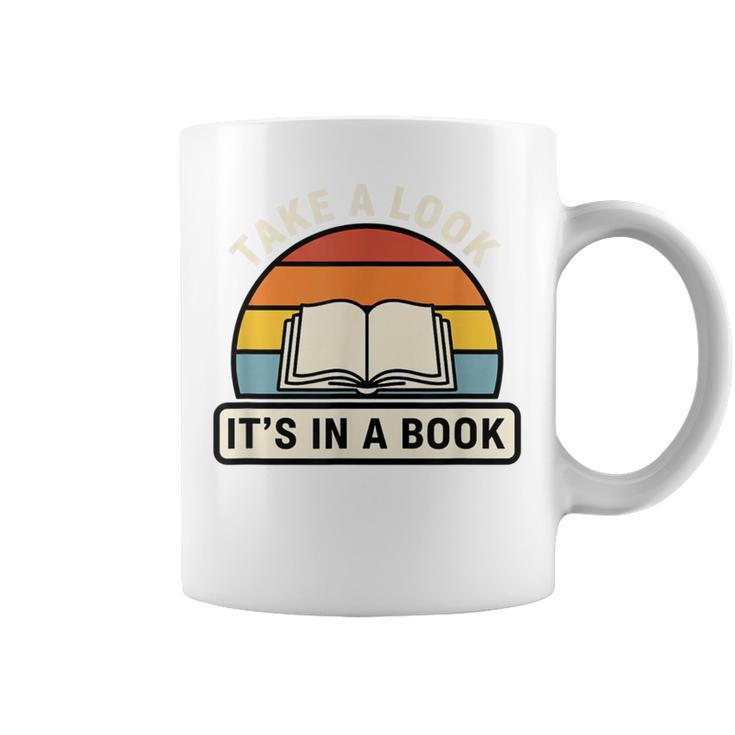 Take A Look It's In A Book Kids Reading Retro Library Graphic Print Coffee Mug