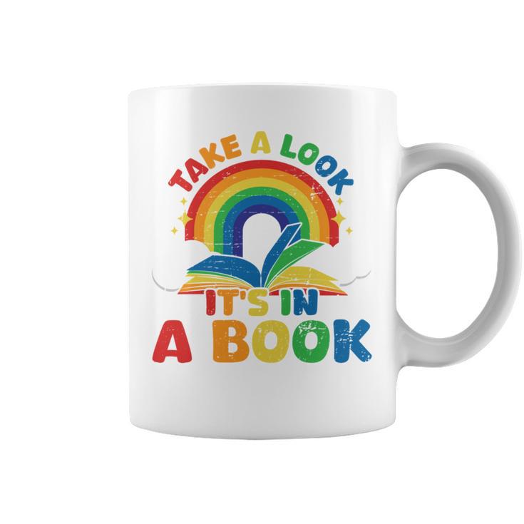 Take a Look It's In a Book Rainbow Reading Graphic Print Coffee Mug