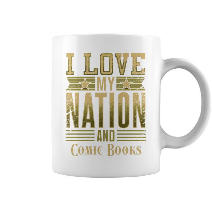 I Love My Nation And Comic Books – Patriotic American Premium Tri-Blend Graphic Print Coffee Mug