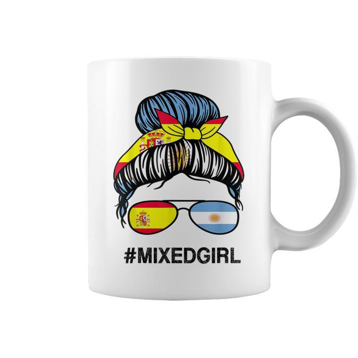 Moño Desordenado Con Bandera De España Argentina Taza de café