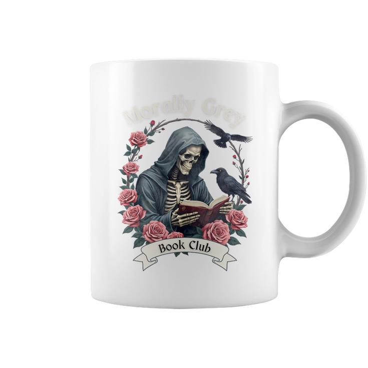 Morally Grey Book Club Gothic Skeleton And Raven Vintage Premium Tri-Blend Graphic Print Coffee Mug