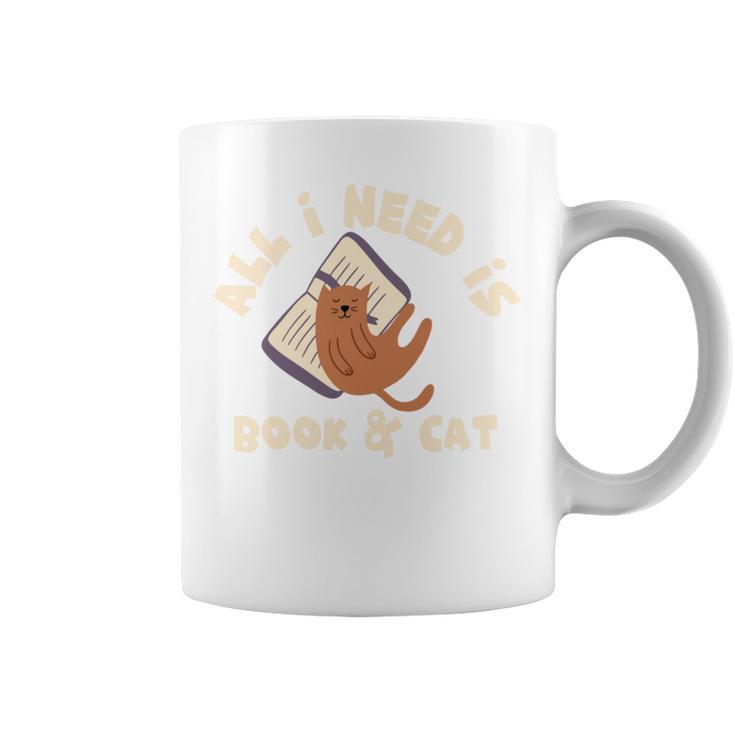All I Need Is Book & Cat Book Lovers Cat Owners Humour Graphic Print Coffee Mug