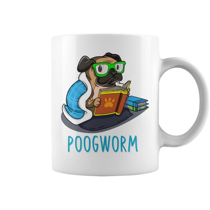 Nerdy Pug Reading Books Poogworm Pug Bookworm Graphic Print Coffee Mug