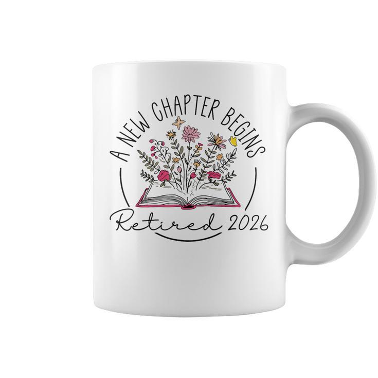 A New Chapter Retired 2026 Begins Retirement Wildflower Book Graphic Print Coffee Mug
