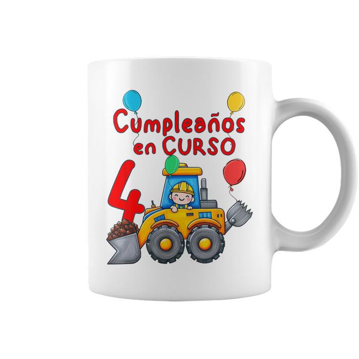 Niño 4 Años Con Tractor Excavadora Cumpleaños Taza de café