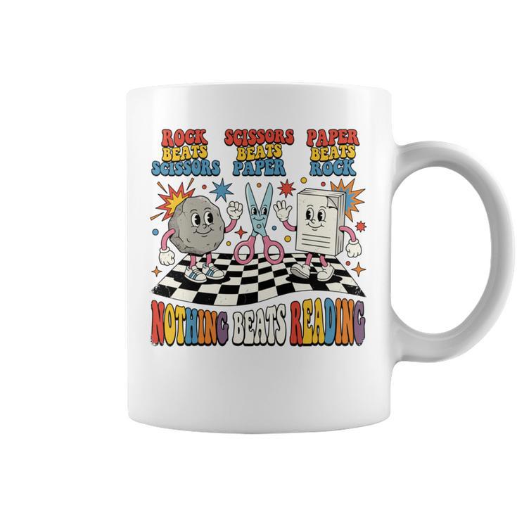 Nothing Beats Reading Rock Paper Scissors Book Love Graphic Print Coffee Mug