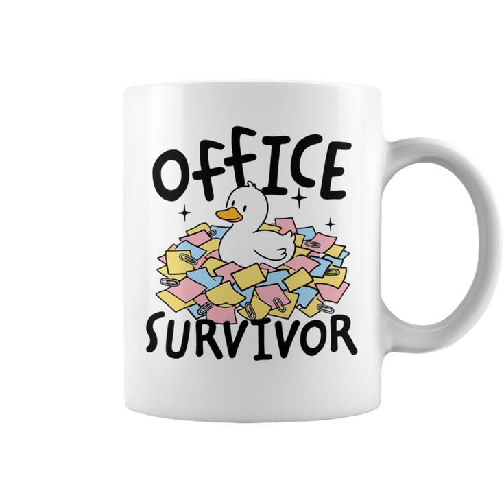 Officeurvivor かわいいアヒルの付箋 ユーモア 長袖tシャツ コーヒーマグ