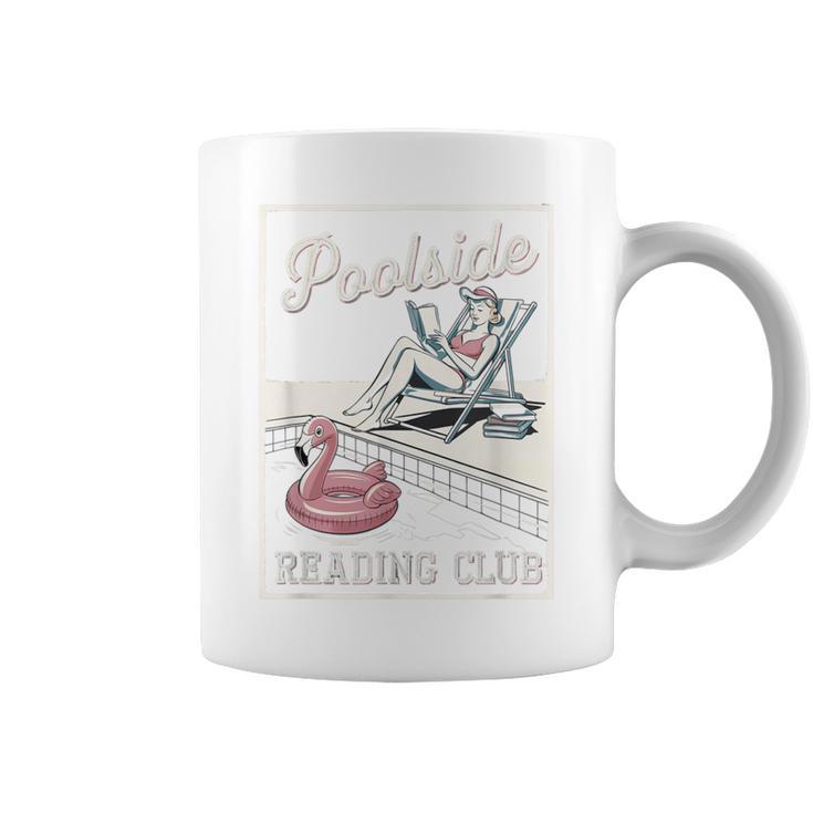 Poolside Reading Club Books Flamingo Swim Pool Inflatable Graphic Print Coffee Mug