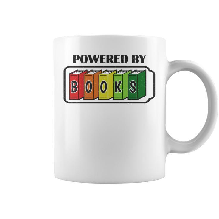 Powered By Books  Bookworm Librarian Reading Graphic Print Coffee Mug