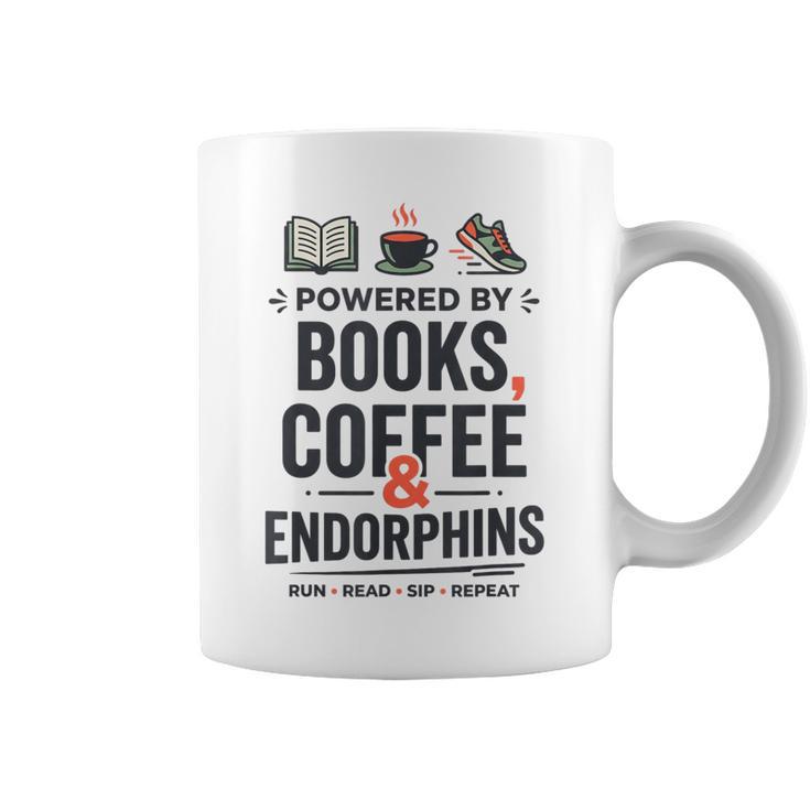 Powered By Books Coffee Endorphins Running Reader Runner Graphic Print Coffee Mug