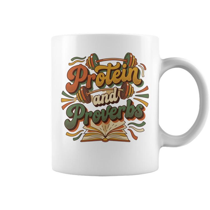 Protein And Proverbs Protein Workout Book Lover Retro Graphic Print Coffee Mug