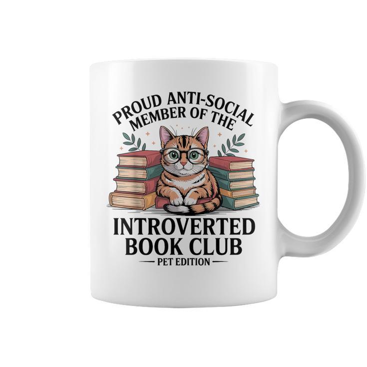 Proud Introverted Book Club Anti Social Reader Pet Cat Graphic Print Coffee Mug