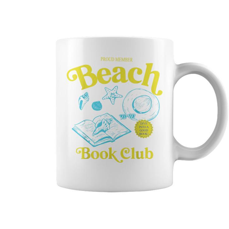Proud Member Beach Book Club Retro Vintage Summer Bookish Graphic Print Coffee Mug