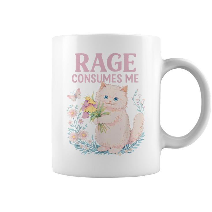 Rage Consumes Me キュート 怒っている猫 面白い 皮肉なミーム コーヒーマグ