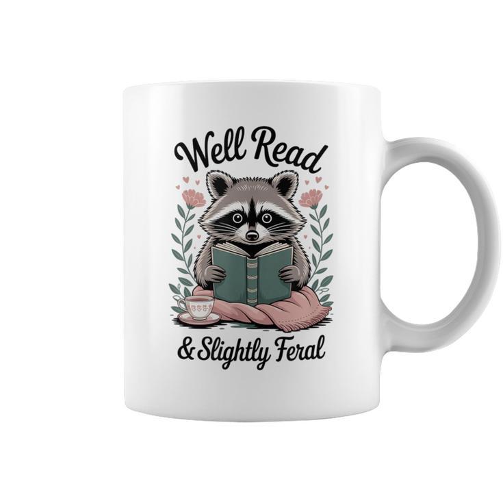 Well Read & Slightly Feral Raccoon Book Women Graphic Print Coffee Mug