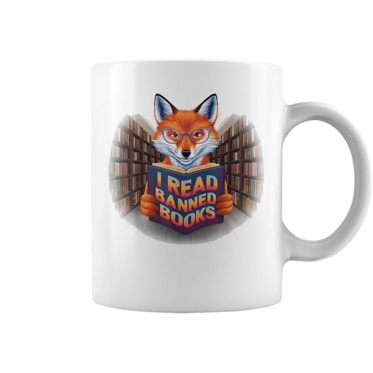 I Read Banned Books Sly Fox Reading Books Graphic Print Coffee Mug