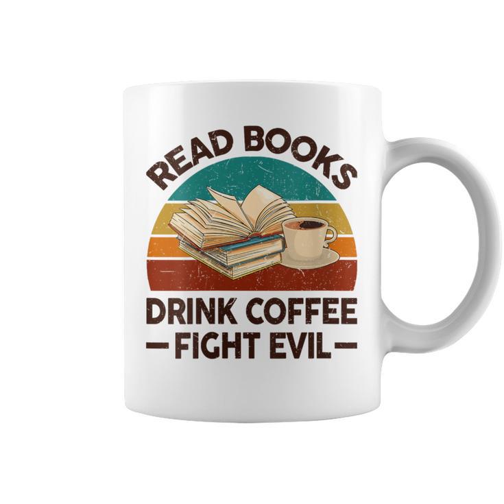 Read Book Drink Coffee Fight Evil Reading Teacher Graphic Print Coffee Mug