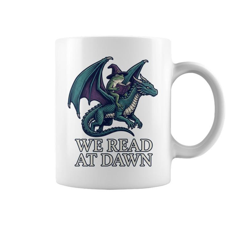 We Read At Dawn Frog Riding Dragon Book Lover Art Comfort Colors Crop Top Graphic Print Coffee Mug