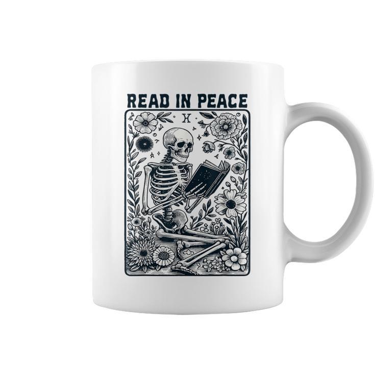 Read In Peace Book Lover Bookworm Skeleton Book Lover Graphic Print Coffee Mug