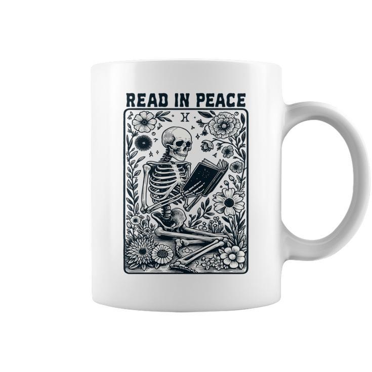 Read In Peace Book Lover Bookworm Skeleton Book Lover Performance Graphic Print Coffee Mug