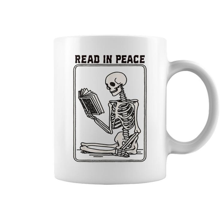 Read In Peace Skeleton Book Lover Bookworm Book Graphic Print Coffee Mug