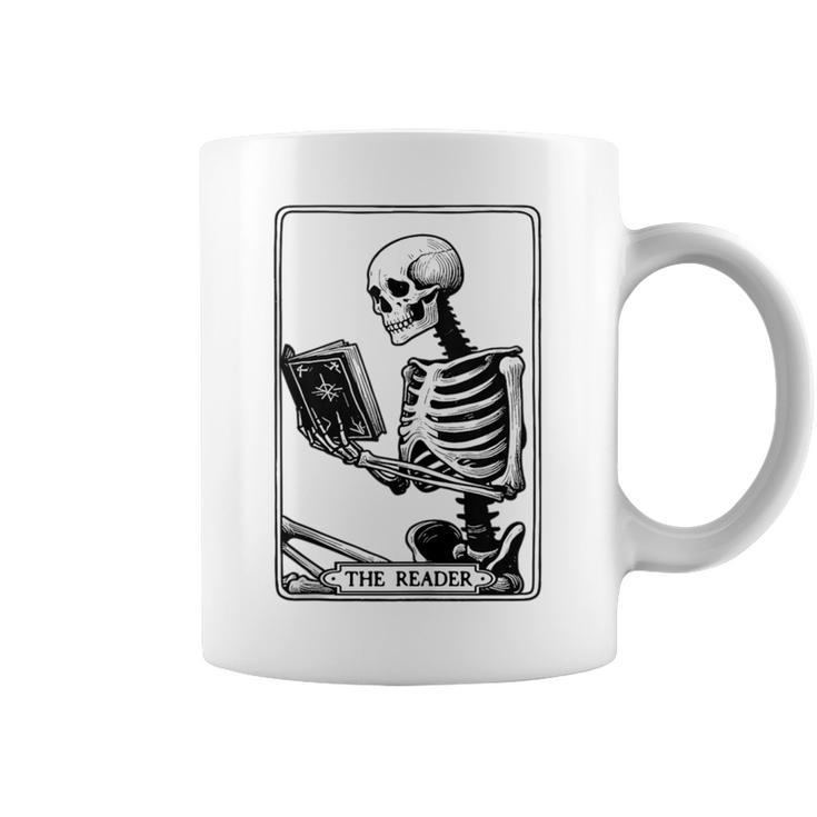The Reader Tarot Card Skeleton Reading Book Books Graphic Print Coffee Mug
