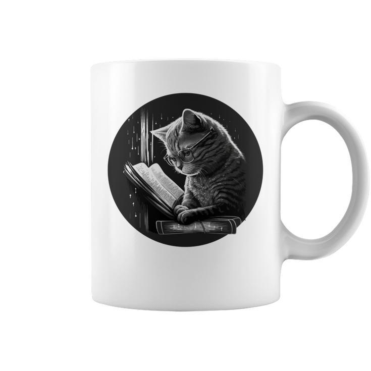 Reading Cat Book Lover Cat Lover Bookworm Cat Owner Graphic Print Coffee Mug