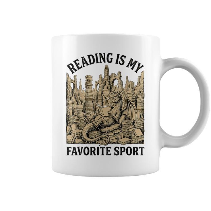 Reading Is My Favorite Sport Dragon Book Lover Bookworm Graphic Print Coffee Mug