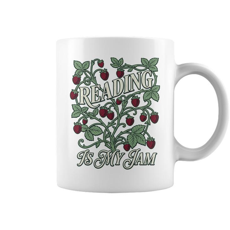 Reading Is My Jam Book Lover Botanical Strawberry Art Comfort Colors Crop Top Graphic Print Coffee Mug