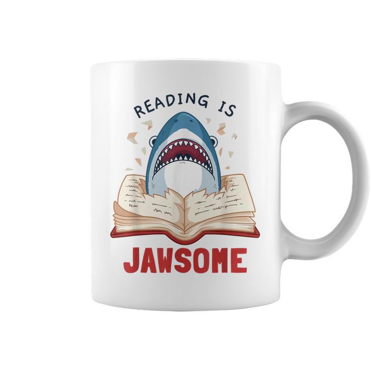 Reading Is Jawsome Bookworm Shark Book Lover For Kids Graphic Print Coffee Mug