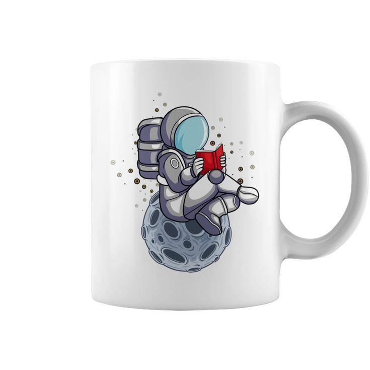 Reading Read Books Reader Nerd Cartoon Astronaut Moon Graphic Print Coffee Mug