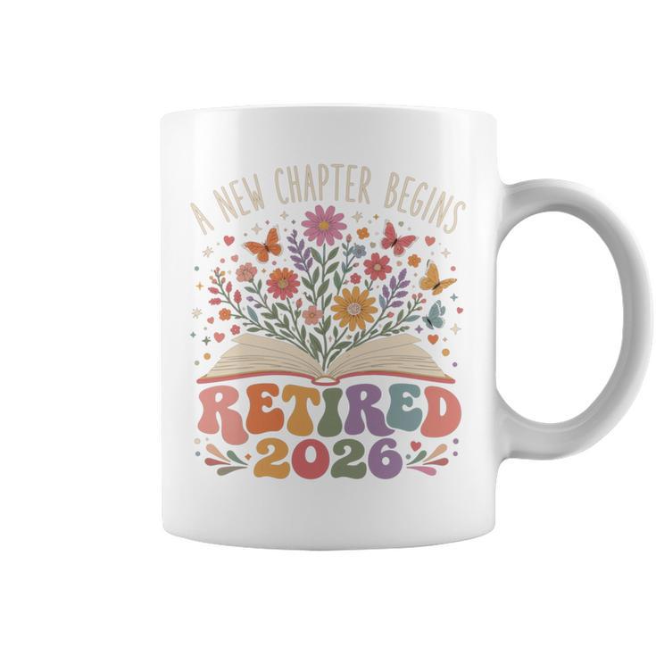 Retired 2026 A New Chapter Begins Floral Book Graphic Print Coffee Mug