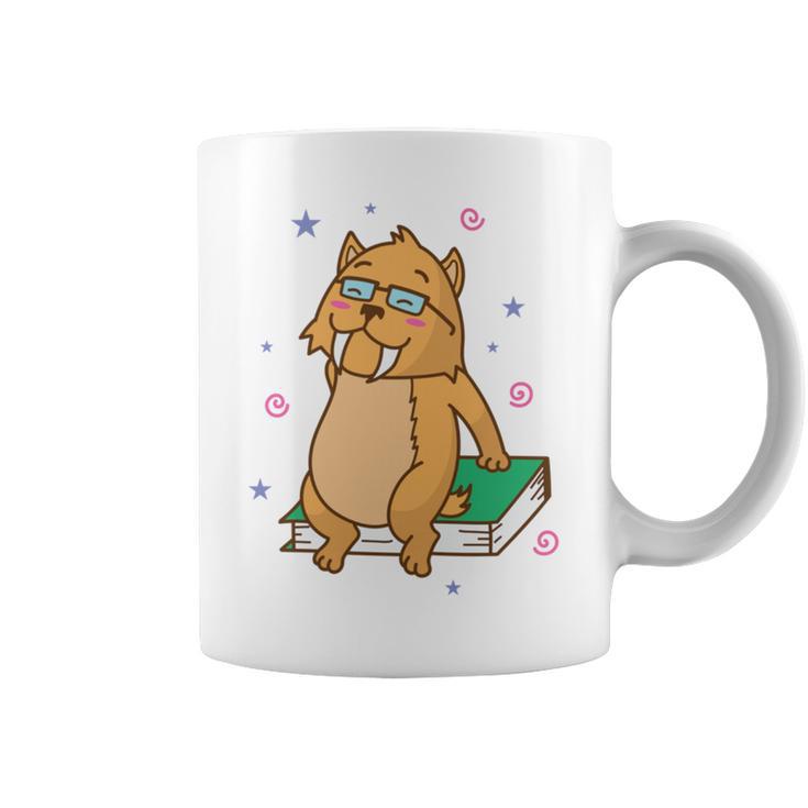 Sabre-Toothed Tiger Loves Books Wildcat Graphic Print Coffee Mug