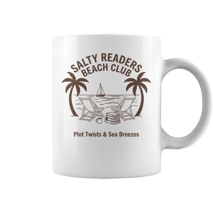 Salty Readers Beach Club Books Plot Twists & Sea Breezes Premium Tri-Blend Graphic Print Coffee Mug