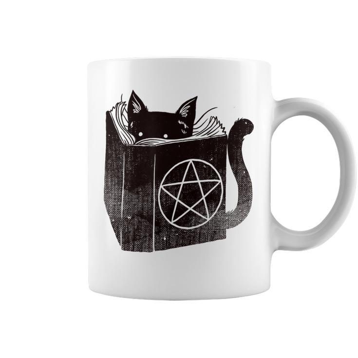 SataniCat Pentagram Cat Satan Demon Necronomicon Book Lover Graphic Print Coffee Mug