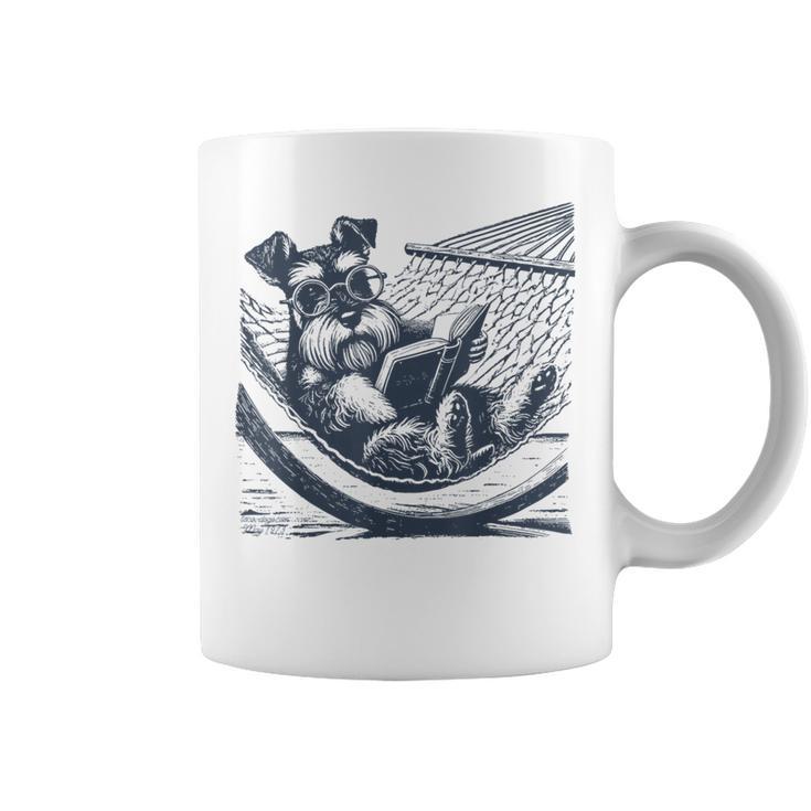 Schnauzer Hammock Reading Book Schnauzer Glasses Graphic Print Coffee Mug