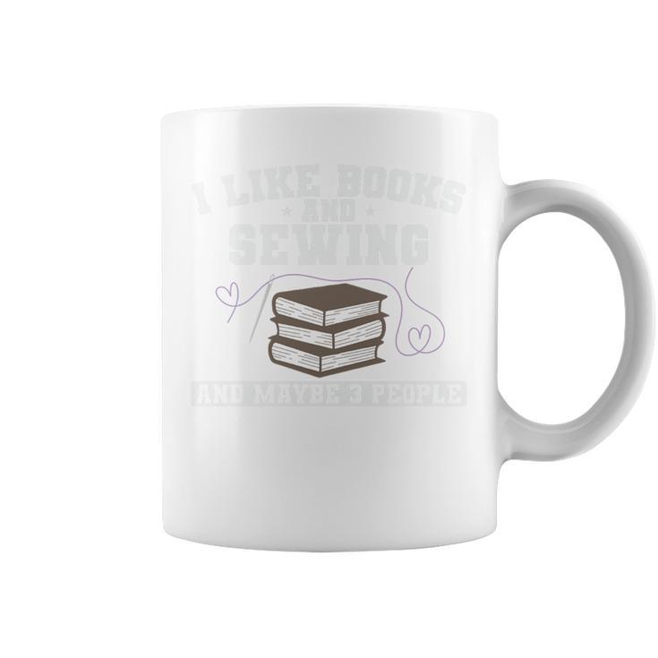 Sew I Like Books And Sewing And Maybe 3 People Premium Tri-Blend Graphic Print Coffee Mug