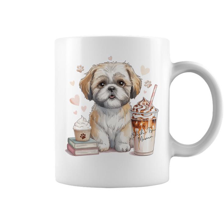 Shih Tzu Treats Books And Coffee Shih-Tzu For Dog Moms Premium Tri-Blend Graphic Print Coffee Mug