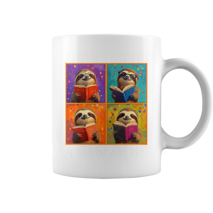 Sloth Love Reading And Sloths Child Book Lover Premium Tri-Blend Graphic Print Coffee Mug